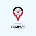 Geolocation point with compass logo illustration design concept vector