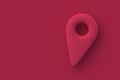 Geolocation sign of magenta on red background. Color of the year 2023