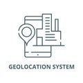 Geolocation system vector line icon, linear concept, outline sign, symbol
