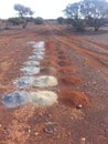 Geological drill hole mining samples in australian outback Royalty Free Stock Photo