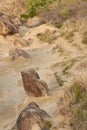 Geological fomations of concretion on a green valley in Buzau county, Romania