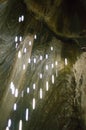 Geological formation massive led lights in salt mine Salina Turda, Transylvania, Romania tourist attraction, destination Royalty Free Stock Photo