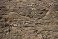 Geological layers of earth - layered rock. Close-up of sedimentary rock in Iceland. Royalty Free Stock Photo