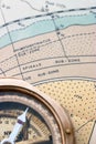 Geological map and compass Royalty Free Stock Photo