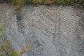 Geological mountain folds in Yaremche city, Ukraine, known as Yaremche folds