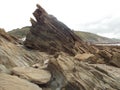 Geological rock formations at Millendreath Royalty Free Stock Photo