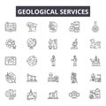 Geological services line icons for web and mobile design. Editable stroke signs. Geological services outline concept Royalty Free Stock Photo