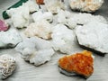 Geological set crystals and minerals semigem stones