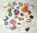 Geological set crystals and minerals semigem stones