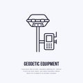 Geological survey, engineering vector flat line icon. Geodesy equipment. Geology research illustration, sign Royalty Free Stock Photo