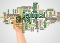 Geological Survey word cloud and hand with marker concept Royalty Free Stock Photo