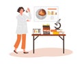 Geologist analyzing soil levels and composition, scientist woman in laboratory cartoon vector isolated illustration