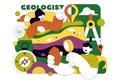 Geologist Illustration Featuring Soil Analysis and Earth Surface Features For Scientific Research, Exploration, or Expedition Royalty Free Stock Photo