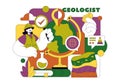 Geologist Illustration Featuring Soil Analysis and Earth Surface Features For Scientific Research, Exploration, or Expedition Royalty Free Stock Photo