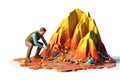Geologist during the work 3d colorful illustration - Generative AI.