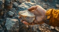 Geologist& x27;s Hand Holding Mineral Sample