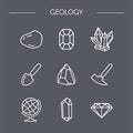 Geology Icons Set for Science, School, University