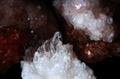 Gemstone Quartz closeup as a part of cluster geode filled with rock crystals.