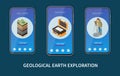 Geology Earth Exploration Isometric Colored Banner Set