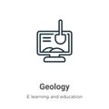 Geology outline vector icon. Thin line black geology icon, flat vector simple element illustration from editable e learning and Royalty Free Stock Photo