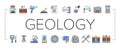Geology Researching Collection Icons Set Vector .