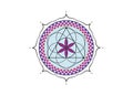 Flower of Life symbol Sacred Geometry. Colorful purple Lotus round Logo icon Geometric mystic mandala of alchemy esoteric sign Royalty Free Stock Photo