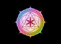 Flower of Life symbol Sacred Geometry. Colorful gradient Lotus round Logo icon Geometric mystic mandala of alchemy esoteric sign