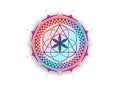 Flower of Life symbol Sacred Geometry. Colorful gradient Lotus round Logo icon Geometric mystic mandala of alchemy esoteric logo