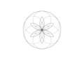 Flower of Life symbol Sacred Geometry. Logo icon round line art geometric mystic mandala of alchemy esoteric Seed of life. Vector Royalty Free Stock Photo