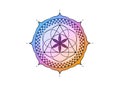Flower of Life symbol Sacred Geometry. Colorful gradient Lotus round Logo icon Geometric mystic mandala of alchemy esoteric Seed Royalty Free Stock Photo