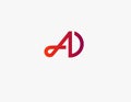 Geomeric linear red logo letter A and D Royalty Free Stock Photo