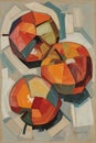 Abstract Cubist Still Life Painting of Three Apples Royalty Free Stock Photo