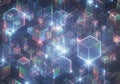 Geometric abstract art features numerous translucent cubes Royalty Free Stock Photo