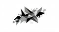 Geometric abstract art featuring an array of sharp triangles in black, white, and