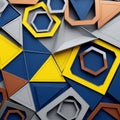 Geometric abstract art featuring interlocking shapes including hexagons and Royalty Free Stock Photo