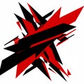 Geometric abstract art featuring sharp, angular shapes in red and black. The Royalty Free Stock Photo