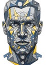 Geometric abstract artwork of a human face composed of interconnected shapes an Royalty Free Stock Photo