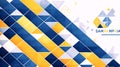 Geometric Abstract Background with Blue, Yellow, and White Diamonds Royalty Free Stock Photo