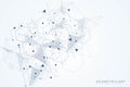 Geometric abstract background with connected line and dots. Structure molecule and communication. Scientific concept for