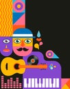 Geometric abstract background, street wall art concept, festival, street fair, carnival event poster, banner design