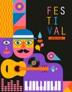 Geometric abstract background, street wall art concept, festival, street fair, carnival event poster, banner design