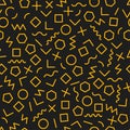 Geometric abstract background in style of memphis. Seamless creative retro pattern with geometric shapes