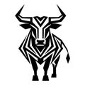 Geometric abstract bull silhouette with sharp angles and bold black and white design Royalty Free Stock Photo
