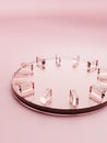 Geometric or Abstract Clock Shape Acrylic Glass Plates Product Display Background for Anti Aging Healthcare and