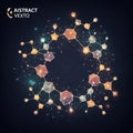 Geometric abstract composition with interconnected polygonal shapes and spheres. Royalty Free Stock Photo