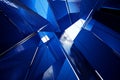 Geometric abstract composition of sharp blue planes and lines, creating a futuristic architectural feel Royalty Free Stock Photo