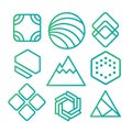 Geometric abstract contour shapes, with different combinations of lines inside the shape. Royalty Free Stock Photo