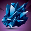 Geometric abstract 3D complicated object, colorful asymmetric element isolated.
