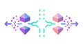 Geometric Abstract Data Nodes Network Flat Vector Icon, vector design Generative AI Royalty Free Stock Photo