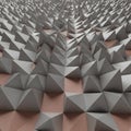 A geometric abstract design featuring a 3D pattern of gray pyramids on a pinkish- Royalty Free Stock Photo